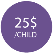 Icon saying 25$ per child