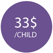 Icon saying 33$ per child