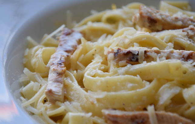 Image of chicken tagliatelle Italian pasta from Clay restaurant's menu
