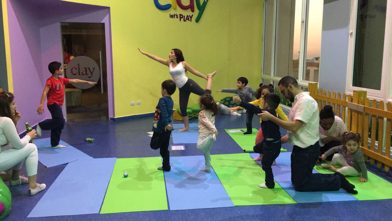 Photo of a yoga class for kids at Clay restaurant and playground in Lebanon